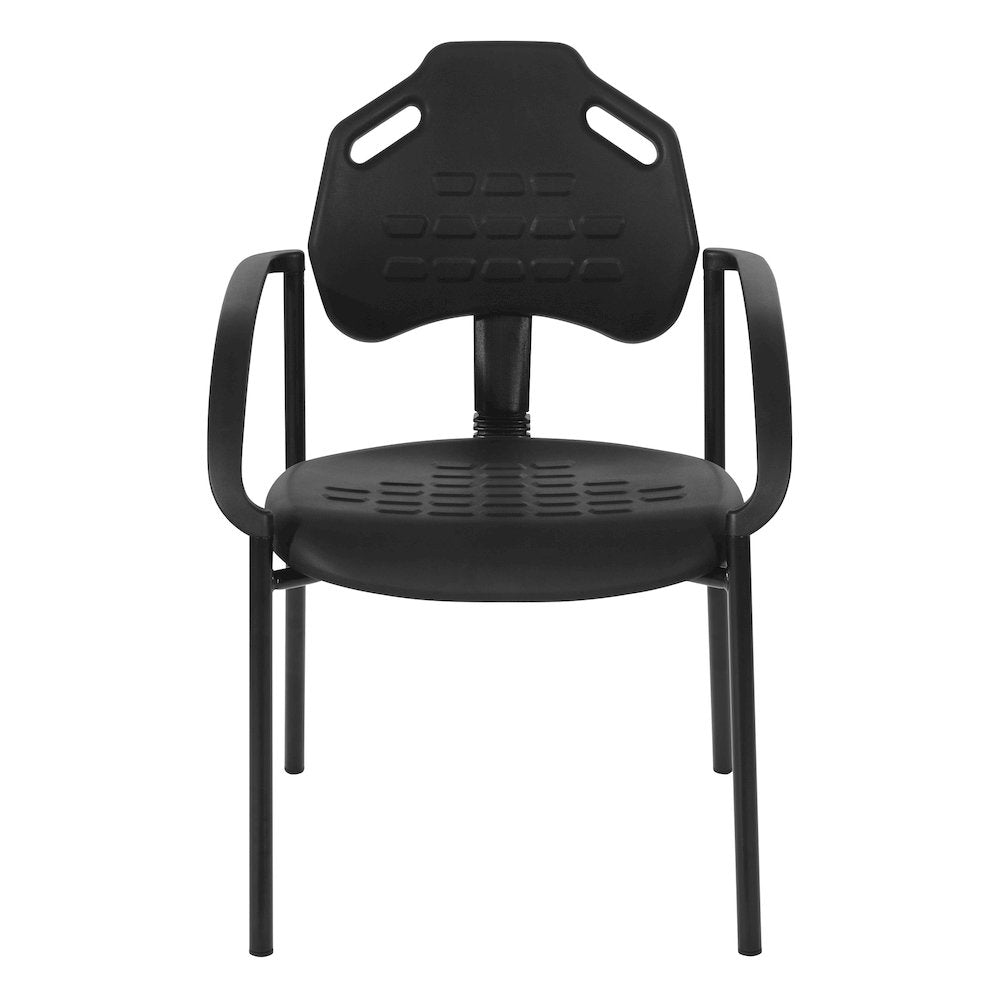 Black Self Skinned Urethane Guest Arm Chair in Black Finish Frame