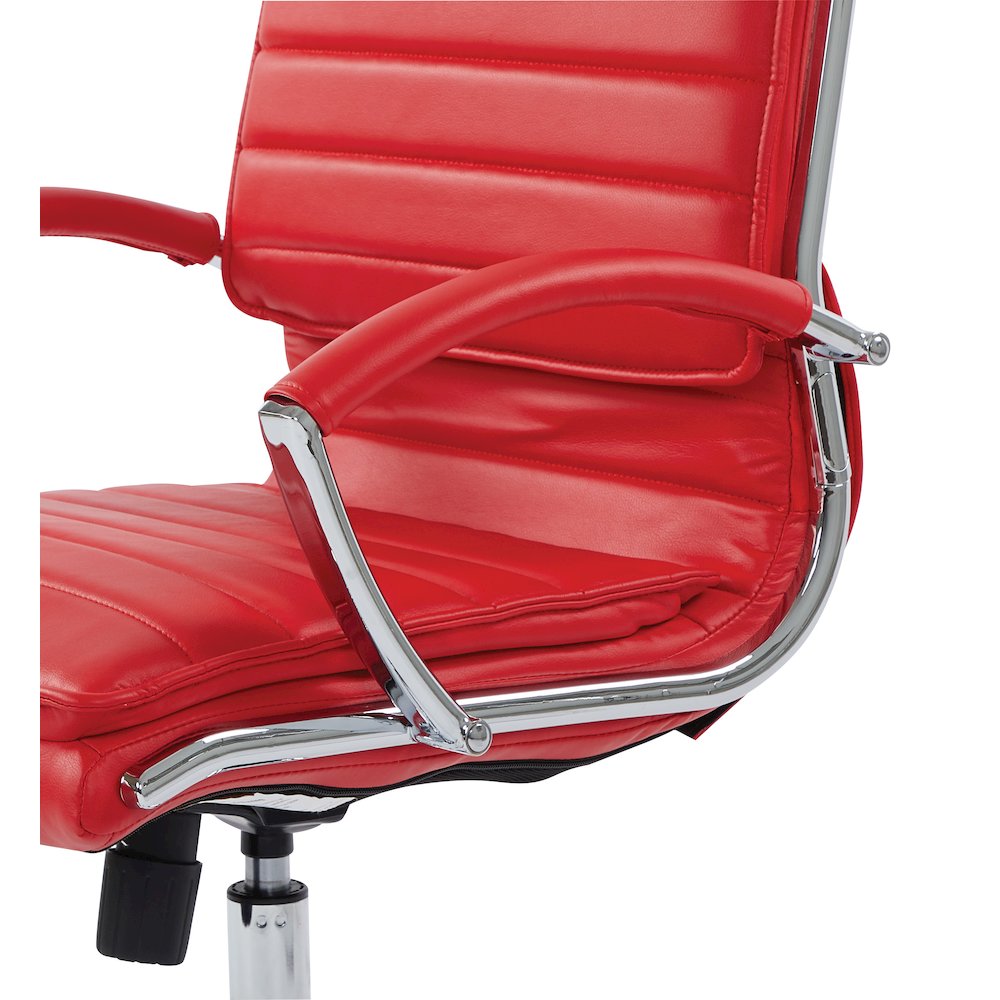 Mid-Back Manager’s Faux Leather Chair with Chrome Base, Removable Arm Sleeves.