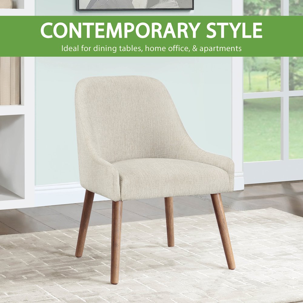 Kaylen Dining Chair 2-Pack in Linen Fabric with Medium Oak Legs