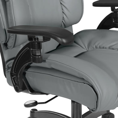 Charcoal Grey Leather Conference Chair with Cantilever Arms, Steel Base
