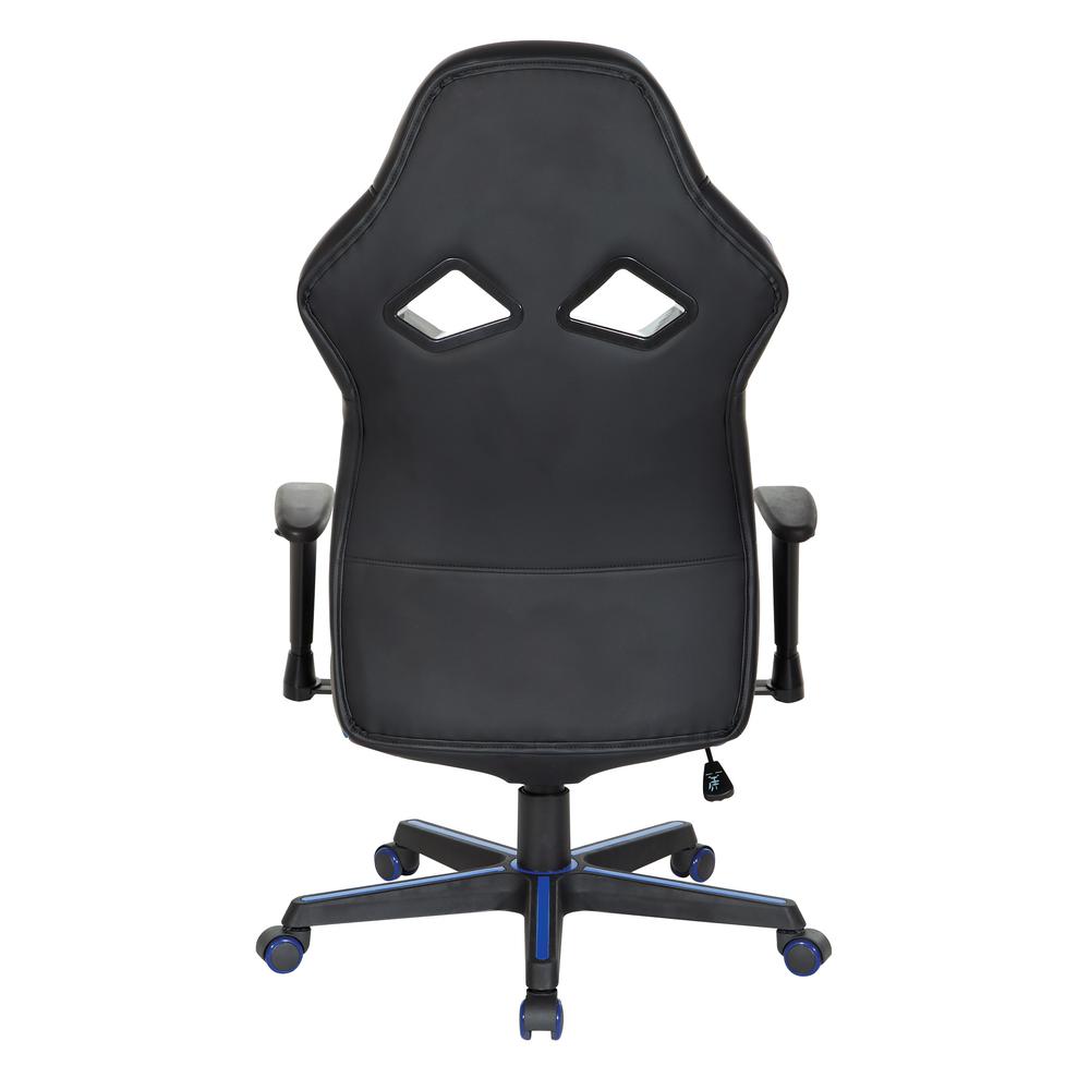 Vapor Gaming Chair in Black Faux Leather with Blue Accents, VPR25-BL