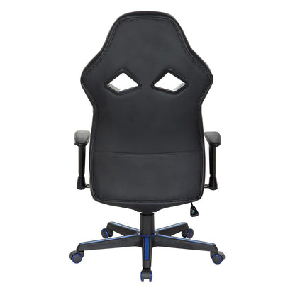 Vapor Gaming Chair in Black Faux Leather with Blue Accents, VPR25-BL
