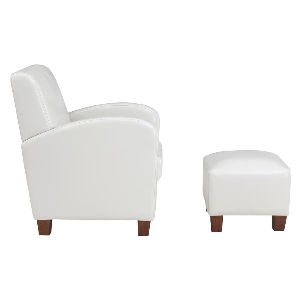 Aiden Chair & Ottoman Cream Faux Leather with Medium Espresso Legs, ADN-PD28
