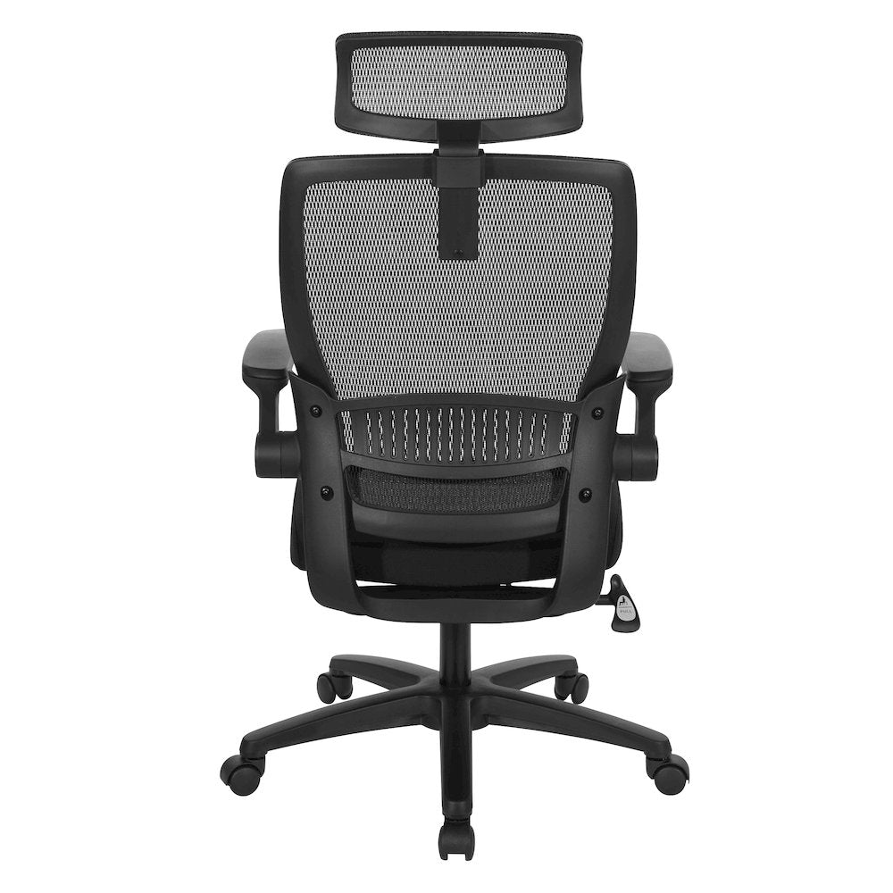 Managers Chair With Mesh Back In Black Fabric Seat Molded Foam