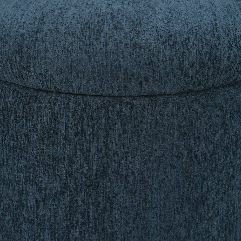 Lyra Storage Ottoman in Indigo Fabric with Medium Oak Legs