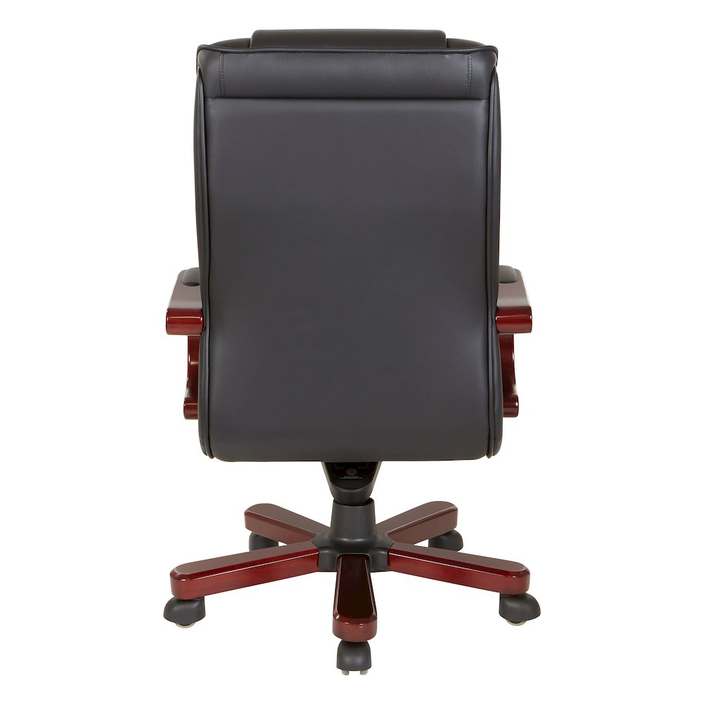Leather Executive Chair with Royal Cherry Base and Dual Wheel Carpet Casters