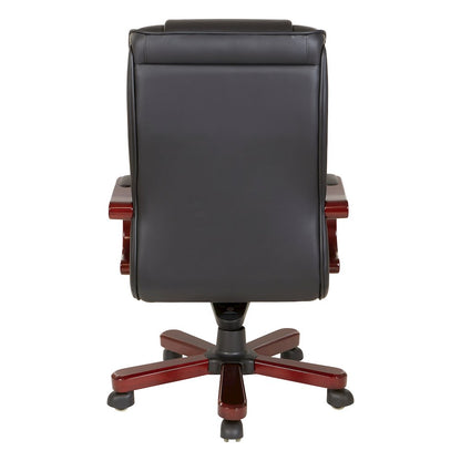Leather Executive Chair with Royal Cherry Base and Dual Wheel Carpet Casters