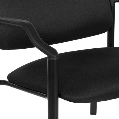 Big & Tall Guest Chair in Icon Black Fabric with PU Arms and Black Metal Frame