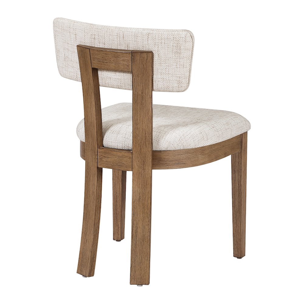 Hanson Dining Chair with Linen Fabric and Medium Oak Wood, 2-Pack