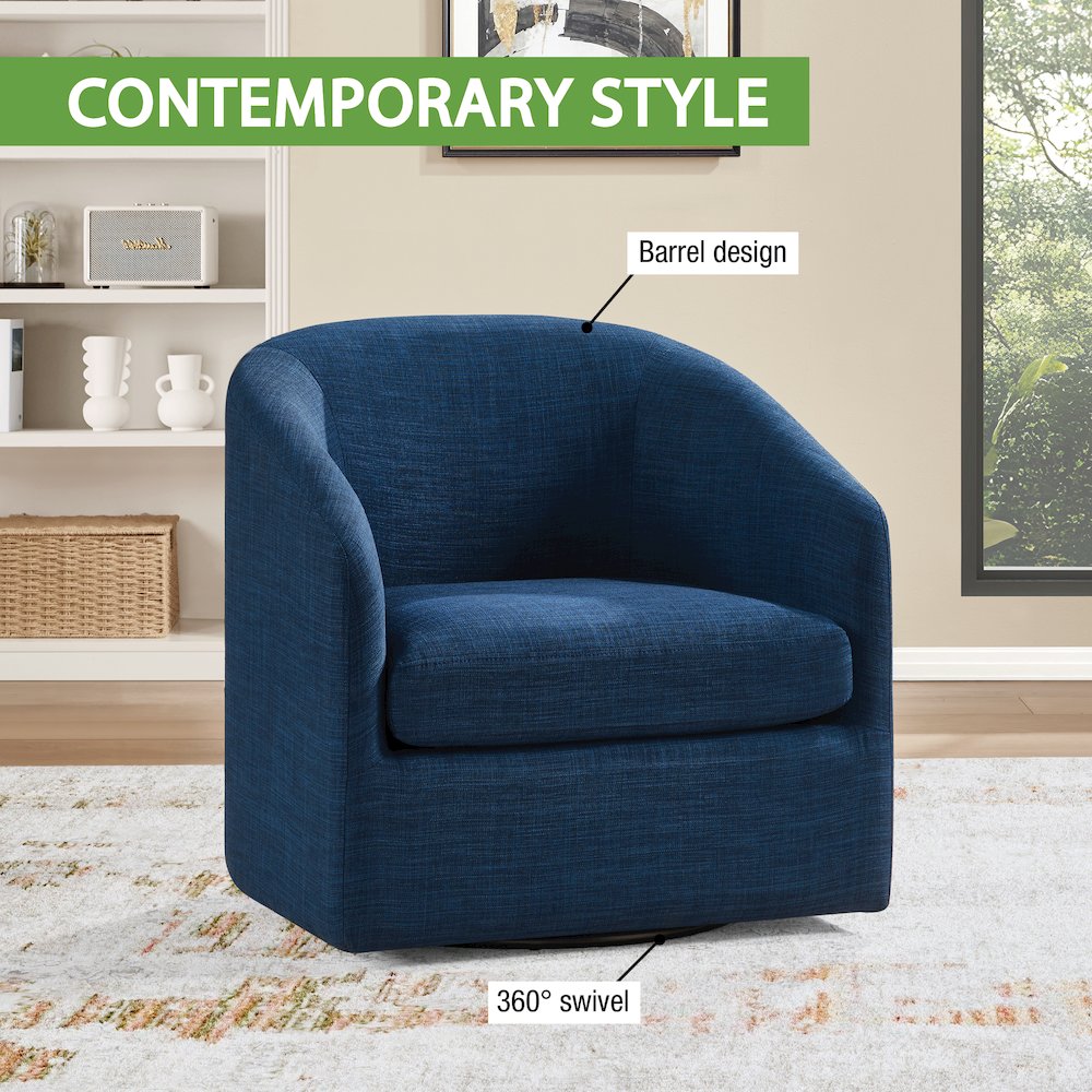 Parker Swivel Tub Chair in Navy Blue Fabric
