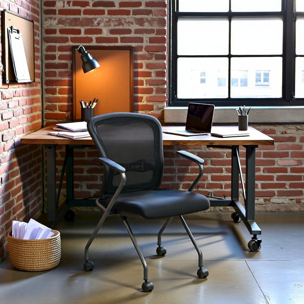 Black Foldable Office Chair, Set of 2 – Reception and Conference Room Seating