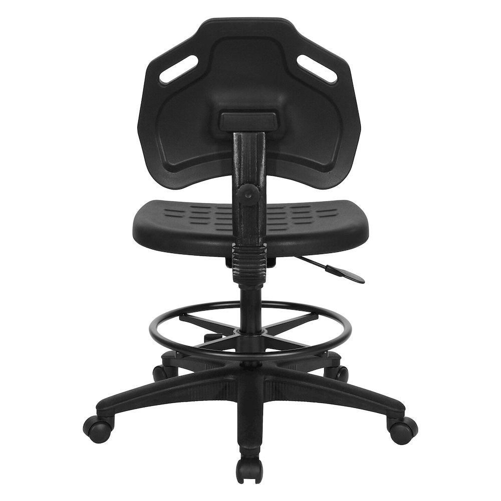 Black Skinned Urethane Intermediate Drafting Chair Adjustable Black Footrest