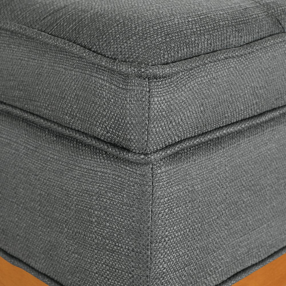 Katheryn Storage Bench in Charcoal Fabric with Spice Finish Legs