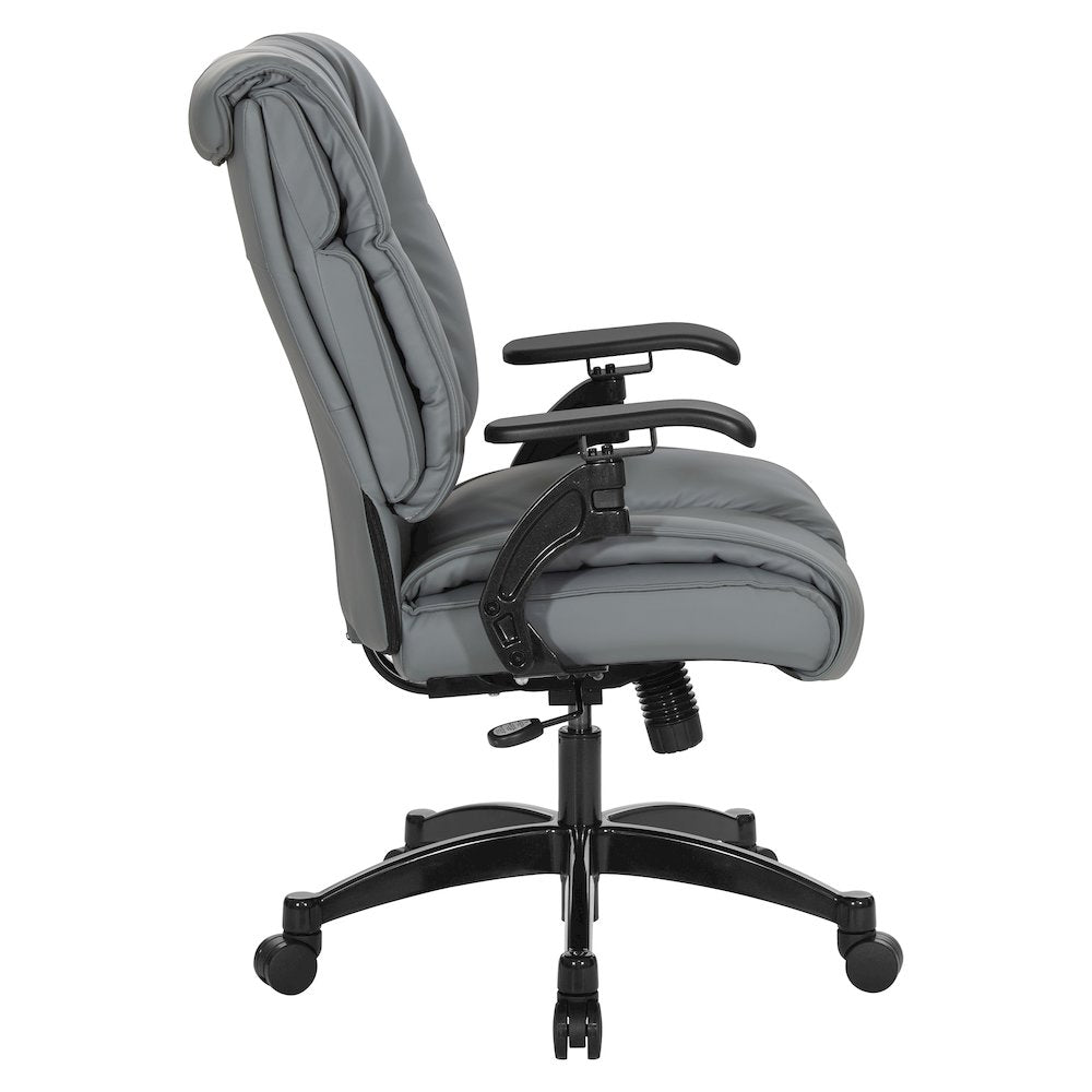 Charcoal Grey Leather Conference Chair with Cantilever Arms, Steel Base
