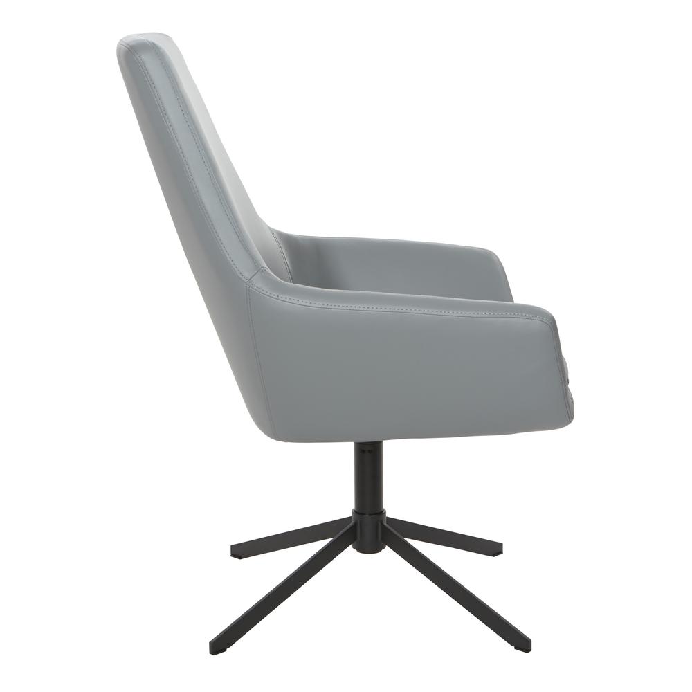 Modern Scoop Design Chair in Charcoal Grey Faux Leather with Black Base, FL80228B-U42