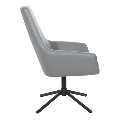 Modern Scoop Design Chair in Charcoal Grey Faux Leather with Black Base, FL80228B-U42