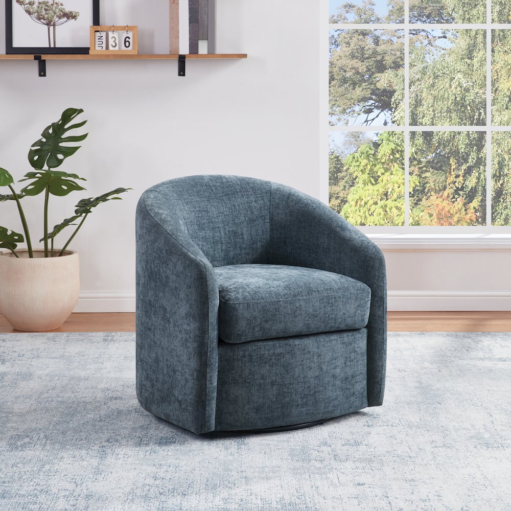 Bella Swivel Chair in Blue Denim