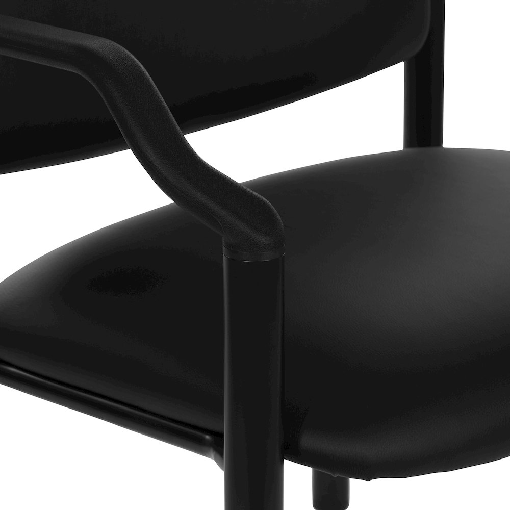 Big & Tall Guest Chair in Dillon Black Fabric with PU Arms and Black Metal Frame