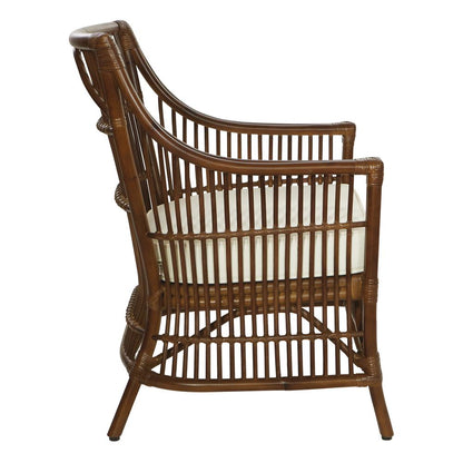 Maui Chair with Cream Cushion and Brown Washed Rattan Frame, MAU-BRS