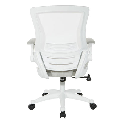 White Screen Back Manager's Chair in Linen Stone Fabric, EM60926WH-F22