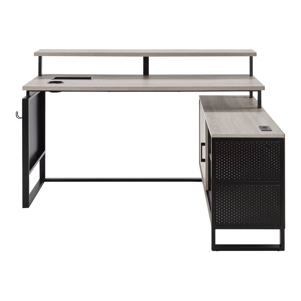 Ace 60"x 50" L-Shape Desk in Grey Taupe Top and Matte Black Frame