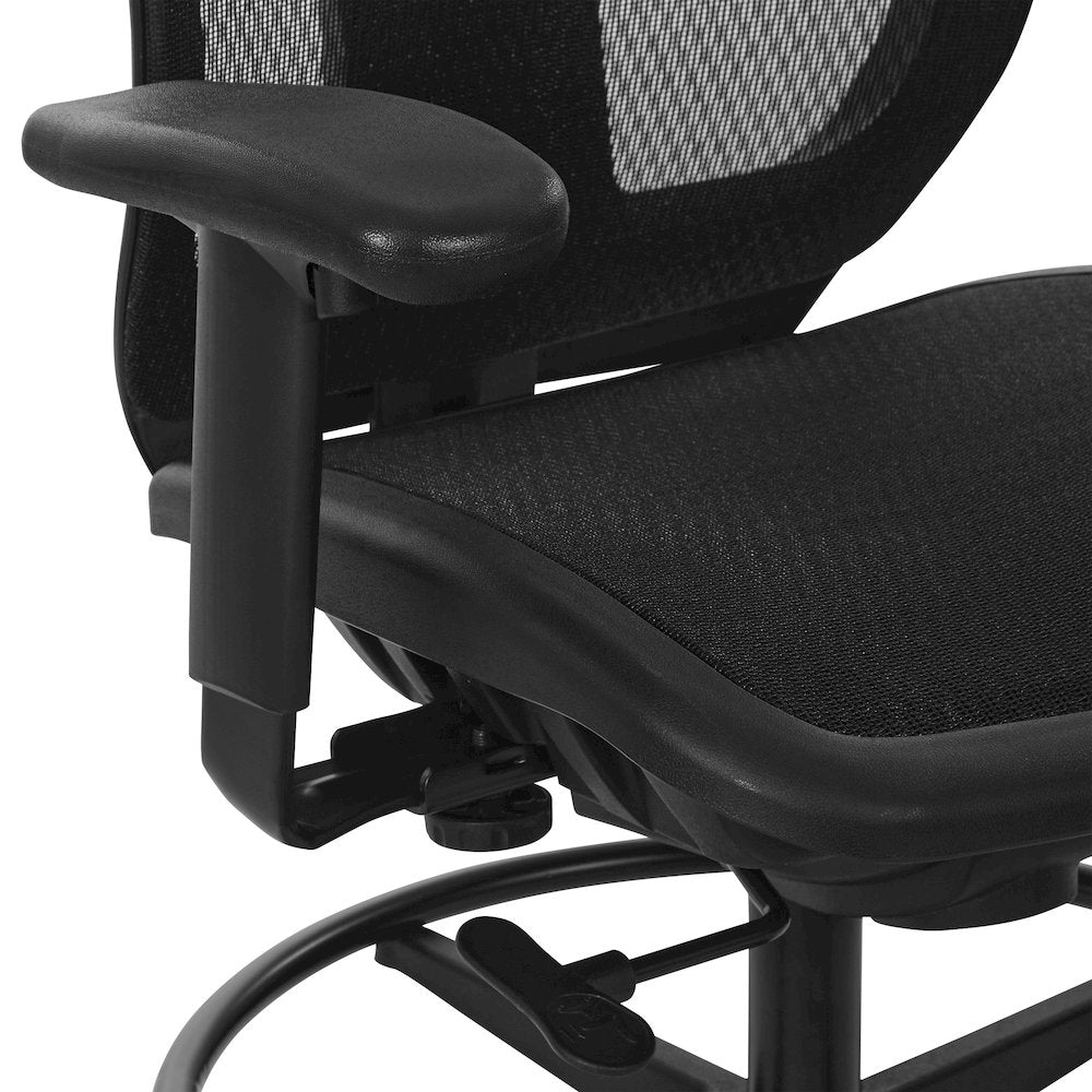 ProGrid Mesh Back Drafting Chair with Black Mesh Seat, PU Padded