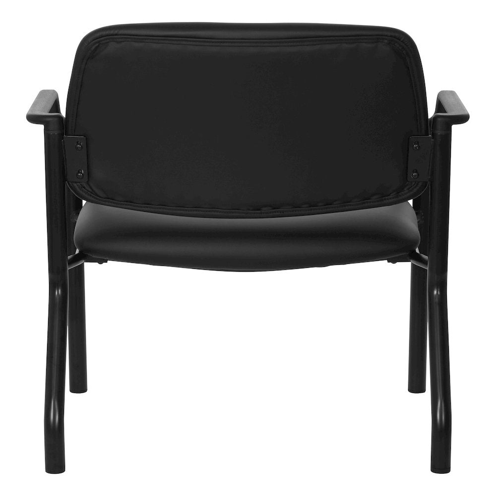 Big & Tall Guest Chair in Dillon Black Fabric with PU Arms and Black Metal Frame