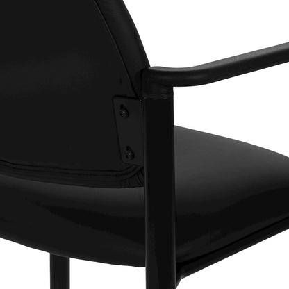 Big & Tall Guest Chair in Dillon Black Fabric with PU Arms and Black Metal Frame