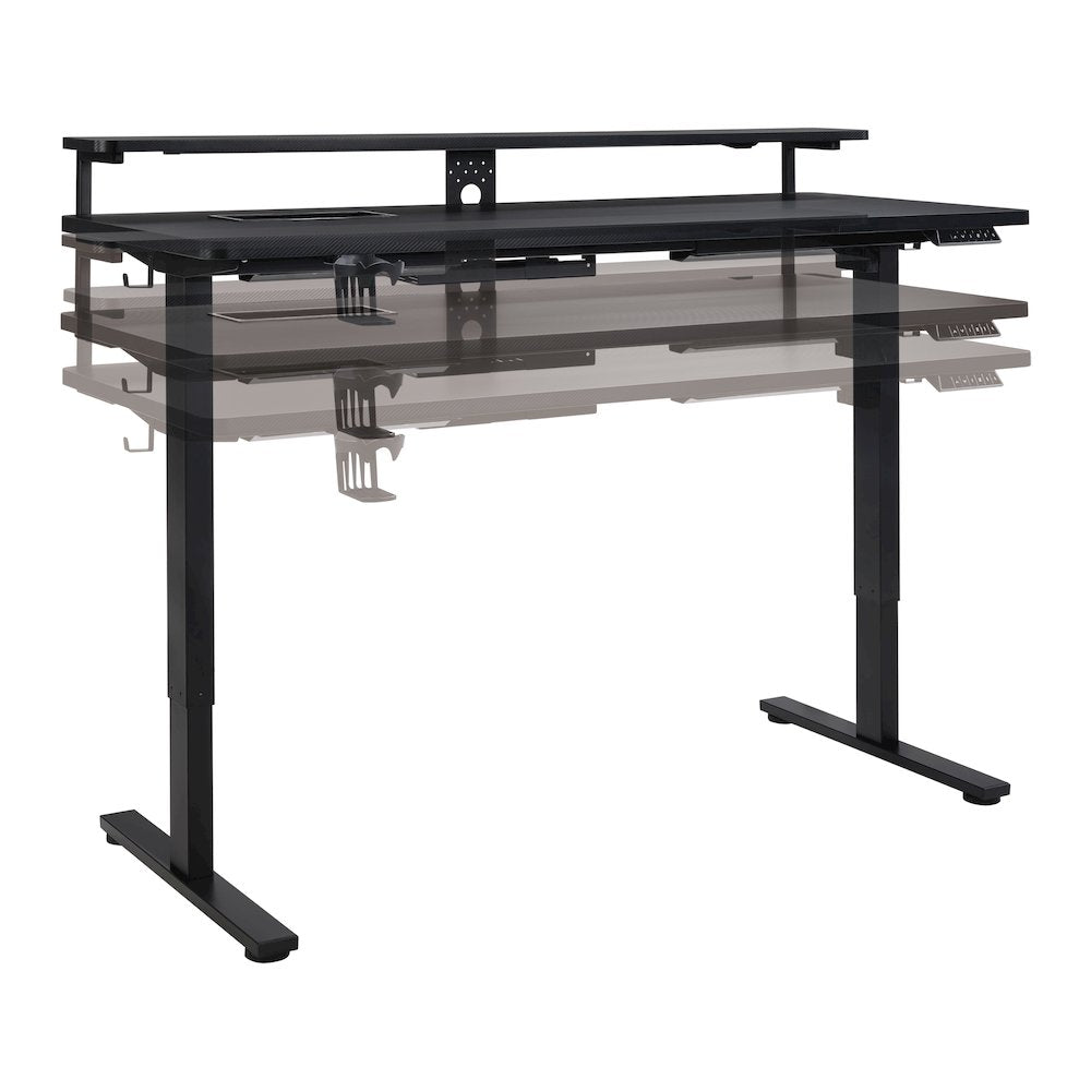 Primo 60" Electric Height Adjustable Gaming Desk with Hutch