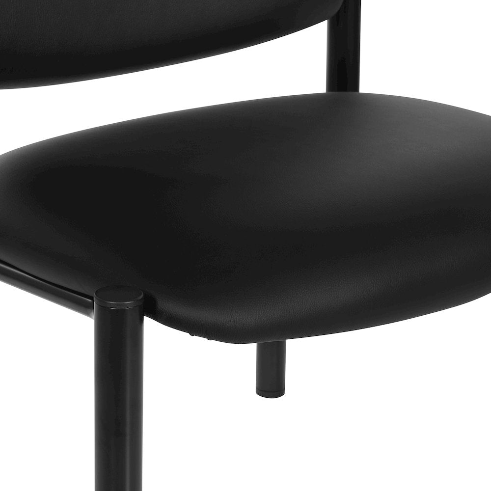 Big & Tall Armless Guest Chair in Dillon Black Fabric with Black Metal Frame