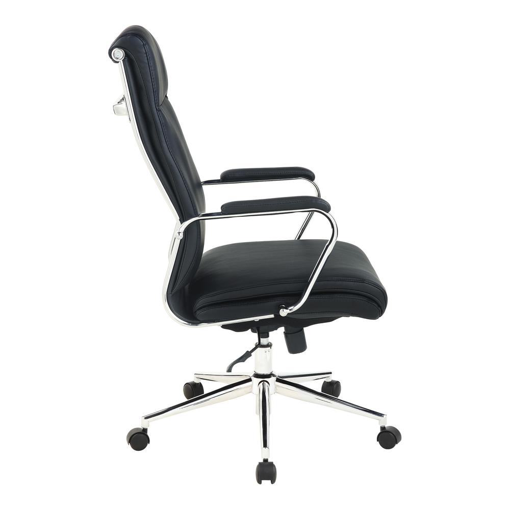 High Back Manager's Chair with Dillon Black Antimicrobial Fabric and Chrome Base