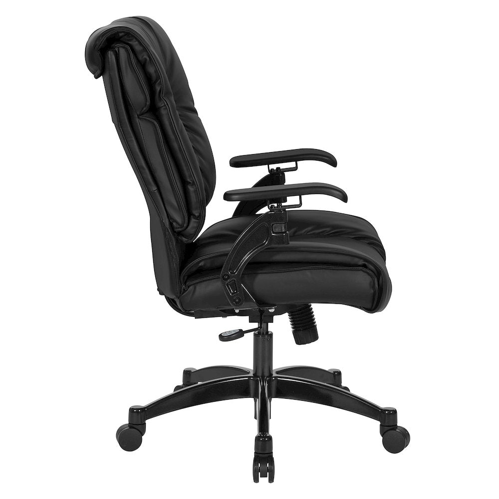 Black Leather Conference Chair with Cantilever Arms, Steel Base