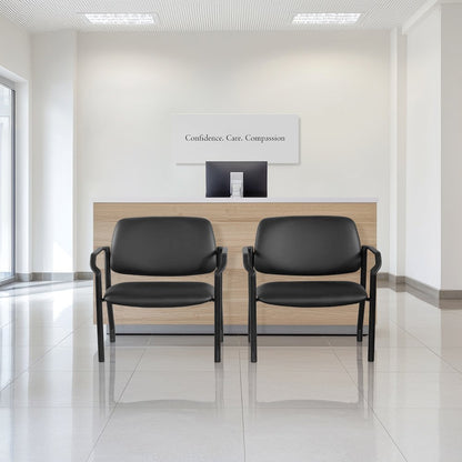 Big & Tall Guest Chair in Dillon Black Fabric with PU Arms and Black Metal Frame