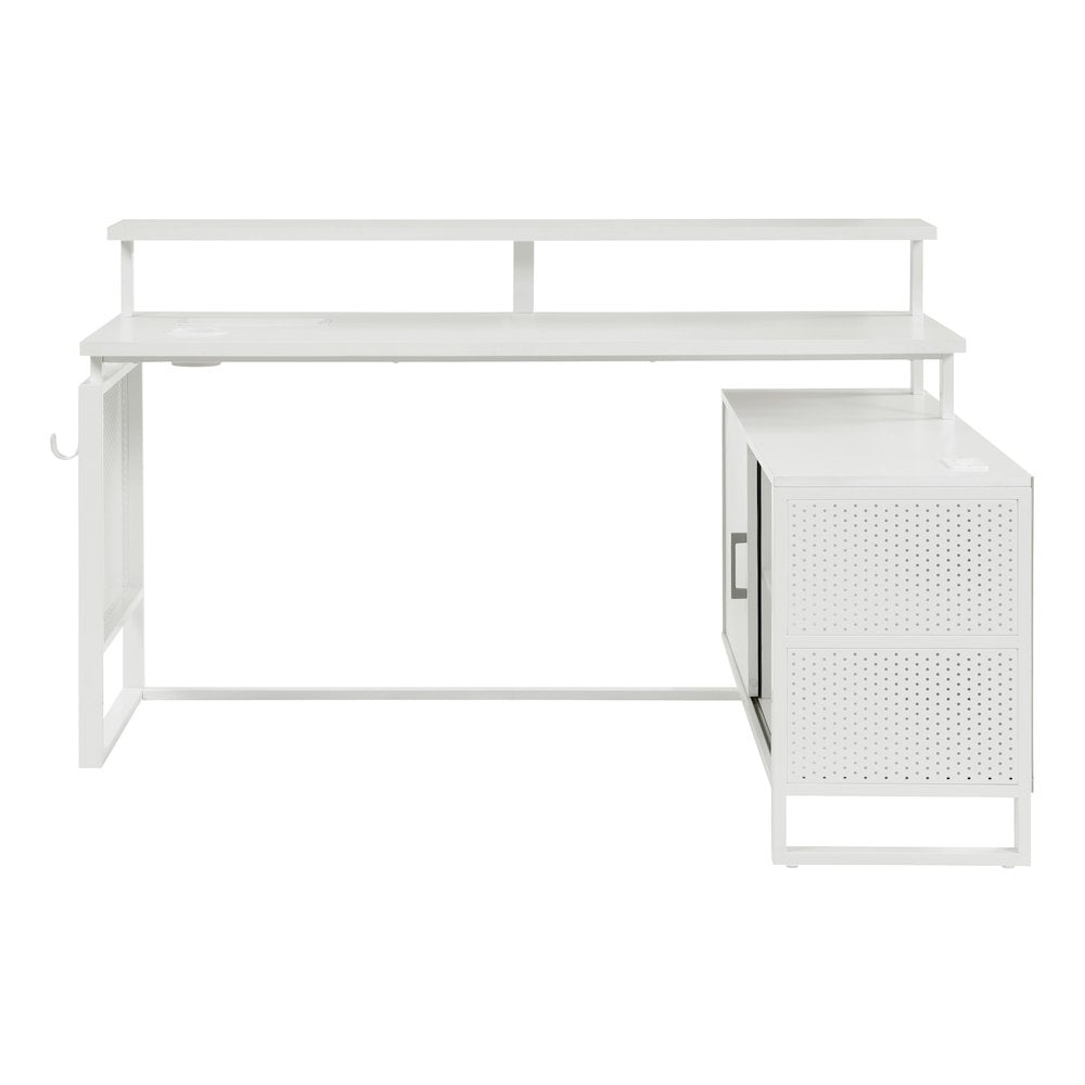 Ace 60"x 50" L-Shape Desk in White Top and White Frame