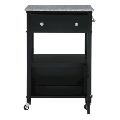 Fairfax Kitchen Cart with Granite Top and Black Base