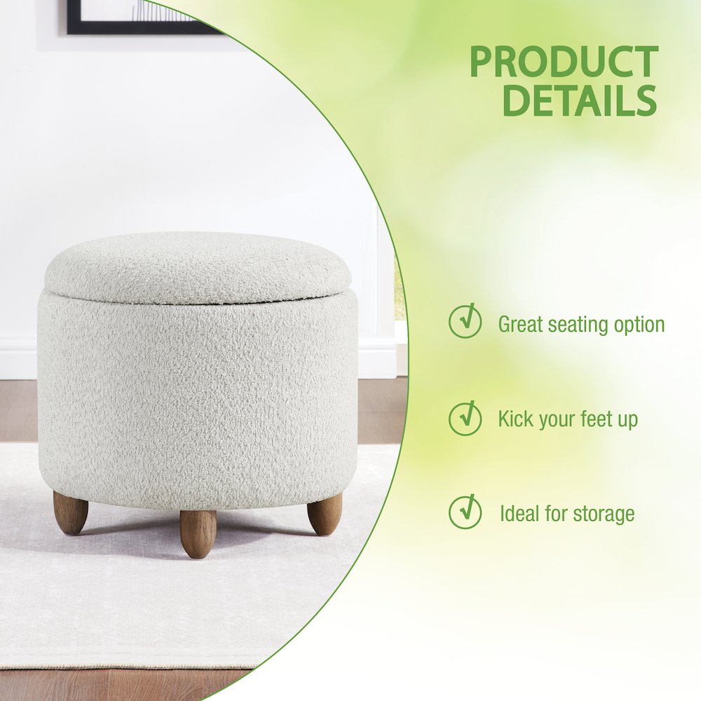 Lyra Storage Ottoman in Indigo Fabric with Medium Oak Legs