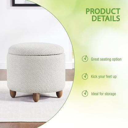 Lyra Storage Ottoman in Indigo Fabric with Medium Oak Legs