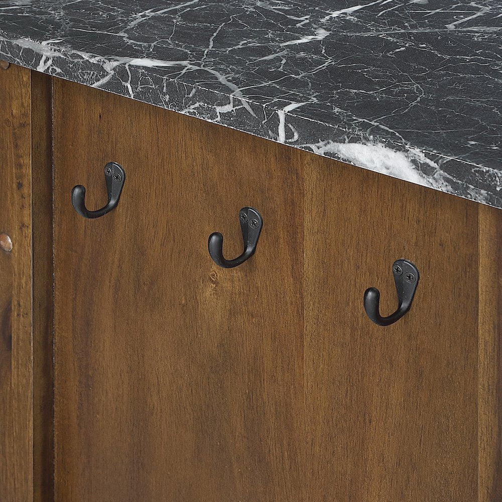 Fairmont Kitchen Cart With Faux Marble Top and Oak Finish Wood