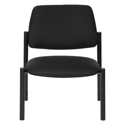 Big & Tall Armless Guest Chair in Icon Black Fabric with Black Metal Frame