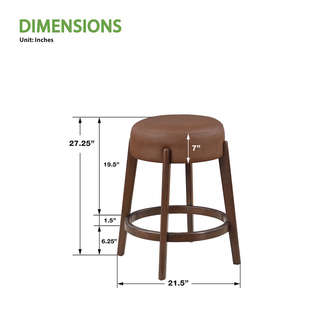 Wesley 26" Counter Stool in Saddle Brown Faux Leather