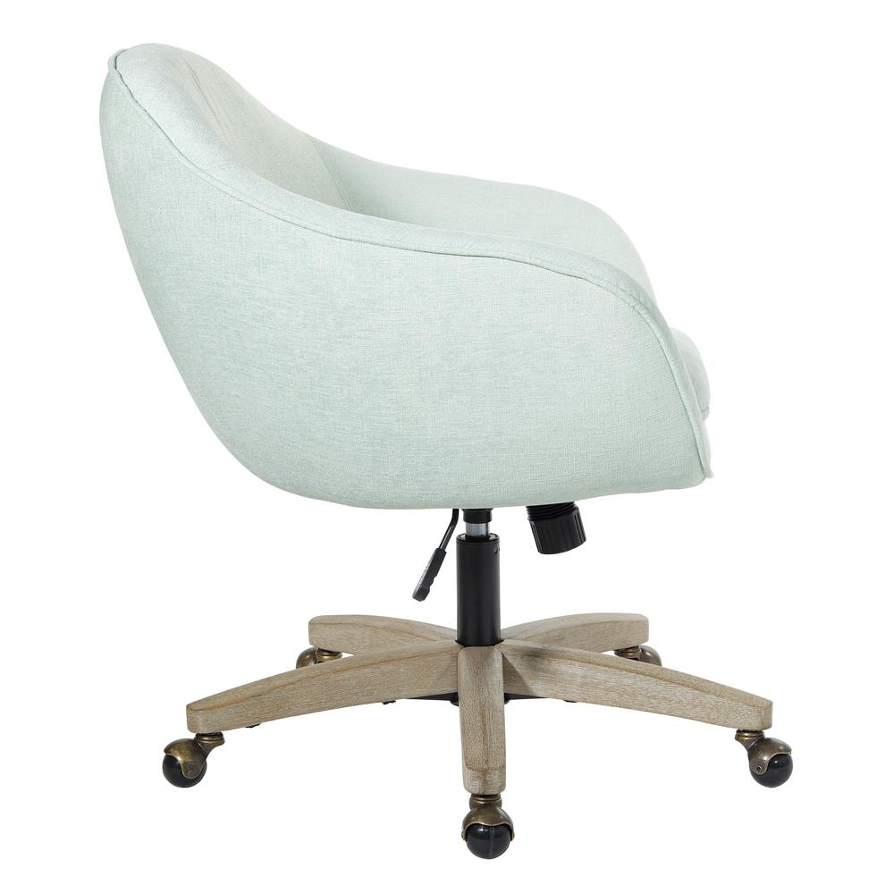 Nora Office Chair in Mint Fabric with Grey Brush Wood Base KD, NRA26-M75