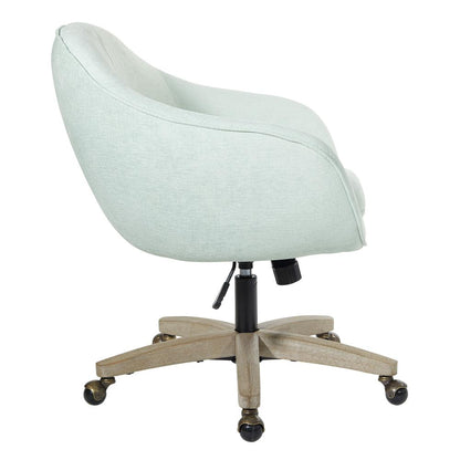 Nora Office Chair in Mint Fabric with Grey Brush Wood Base KD, NRA26-M75