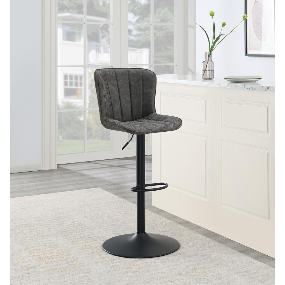 Kirkdale Adjustable Stool 2-Pack in Charcoal Faux Leather