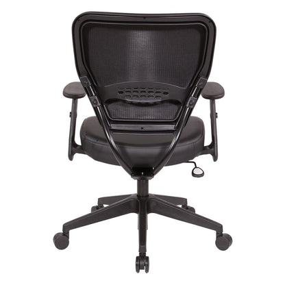 Antimicrobial Dillon Black Seat and Back Task Chair with Adjustable Angled Arms and Nylon Base, 5500D-R107