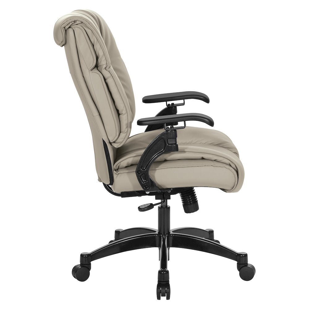 Taupe Leather Conference Chair with Cantilever Arms, Steel Base