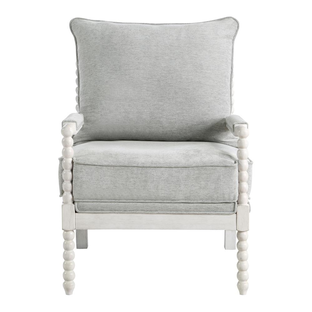 Kaylee Spindle Chair in Smoke Fabric with White Frame, KLE-H14