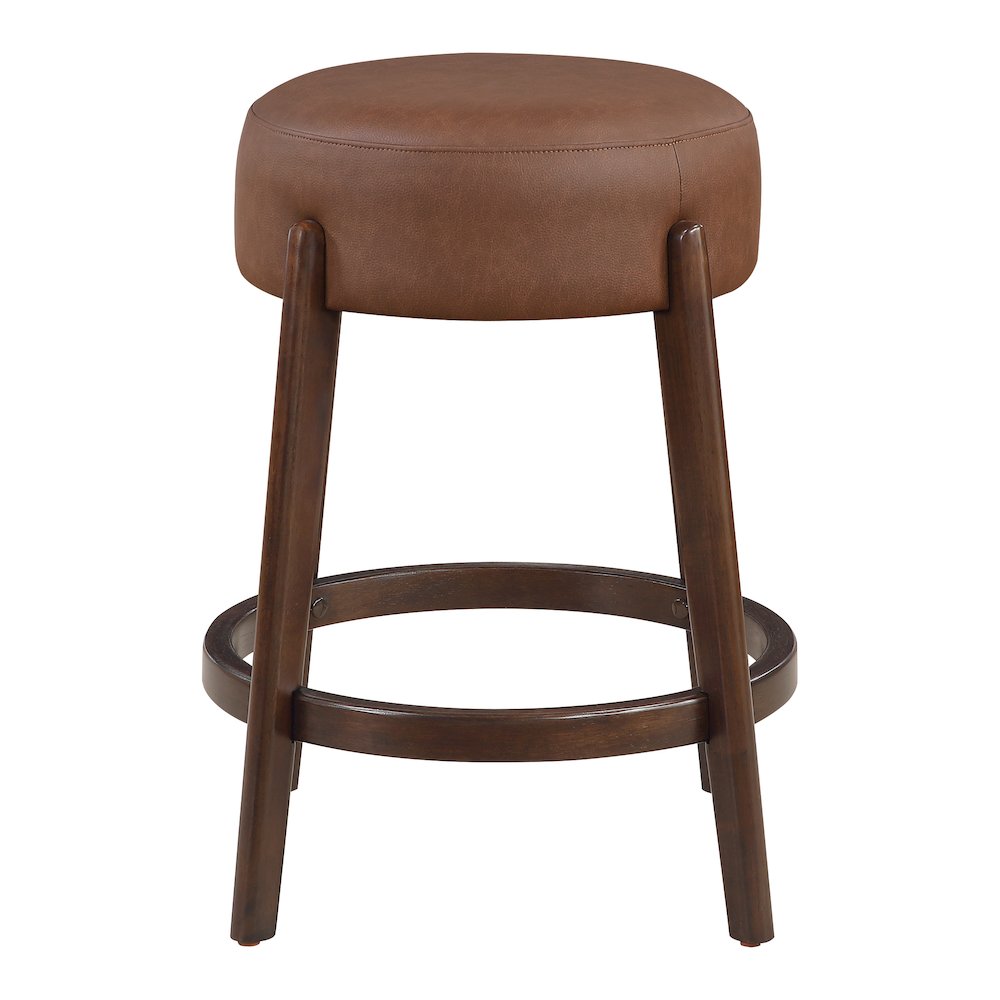 Wesley 26" Counter Stool in Saddle Brown Faux Leather