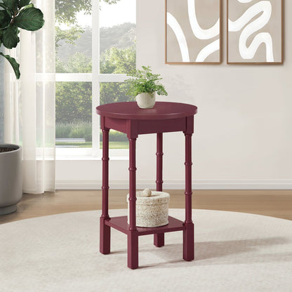 Golden Side Table in Maroon Wood Finish