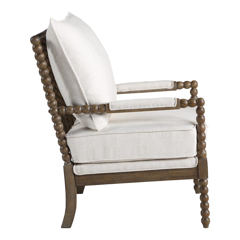 Fletcher Spindle Chair in Linen Fabric with Brush Charcoal Finish, FLR-L32