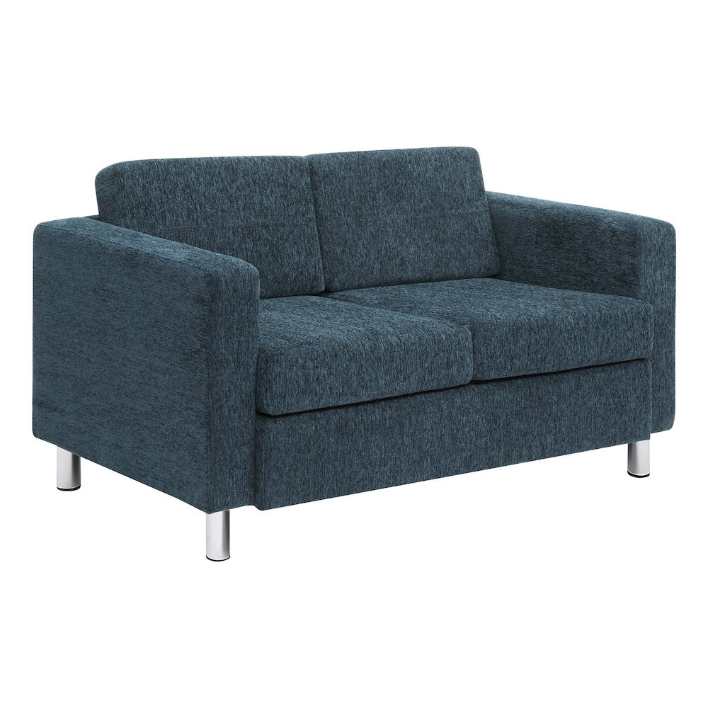 Pacific Loveseat in Navy Fabric with Chrome Legs